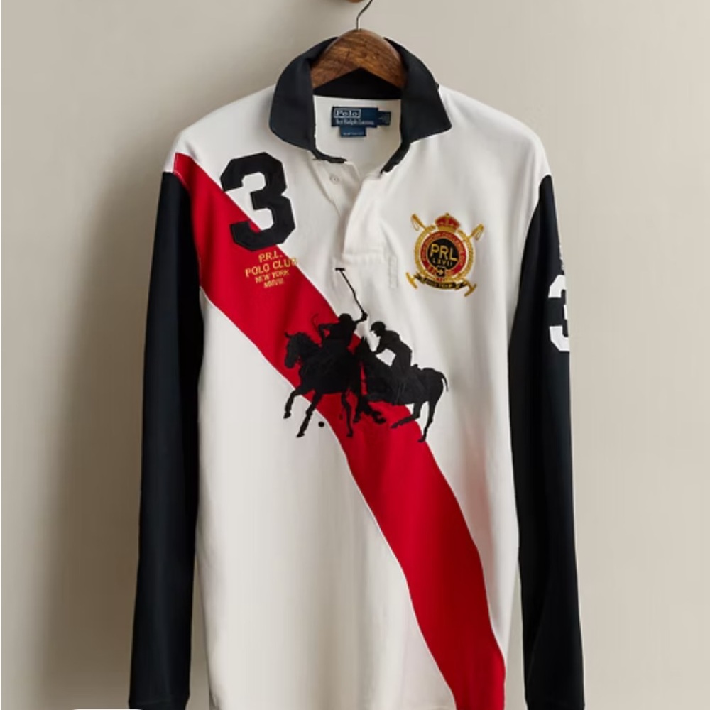 Ralph Lauren 2008 Equestrian Cream and Black Rugby shirt